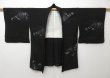 Photo6: 1119T06z540 Vintage Japanese Kimono Silk HAORI Black Chrysanthemum (6)