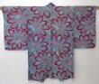 Photo2: 2010T02z430 Antique Japanese Kimono Silk LONG HAORI Flower Cyan blue (2)