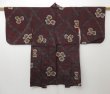 Photo2: 1318T08z430 Vintage Japanese Kimono Silk MEISEN HAORI Purple-Brown Camellia (2)