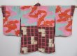 Photo1: 1217N01z450 Vintage Japanese Kimono Silk MEISEN HAORI Coral pink Block (1)