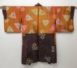 Photo7: 1318T08z430 Vintage Japanese Kimono Silk MEISEN HAORI Purple-Brown Camellia (7)