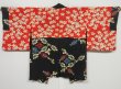 Photo8: 0604i09z450 Vintage Japanese Kimono Silk HAORI Black Flower (8)