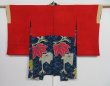 Photo7: 1021i06z510 Antique Japanese Kimono Silk HAORI Blue Yatsude (7)