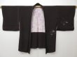 Photo6: 1118T03z490 Vintage Japanese Kimono Silk HAORI Dark brown Flowers (6)