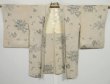 Photo7: 0604i02z620 Vintage Japanese Kimono Silk HAORI Light gray Flower (7)