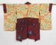 Photo6: 1418i07z710 Antique Japanese Kimono Silk HAORI Red Bamboo grass (6)