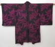 Photo2: 1328T03z470 Vintage Japanese Kimono Silk HAORI Black-Purple Cattleya (2)