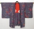 Photo1: 1206T03z410 Antique Japanese Kimono Silk HAORI Wine red Paulownia (1)