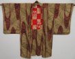 Photo8: 0615i01z470 Vintage Japanese Kimono Silk LONG HAORI Ochre Asanoha (8)