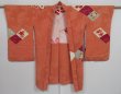 Photo9: 1215i07z530 Antique Japanese Kimono Silk LONG HAORI Salmon Flowers (9)