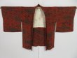 Photo5: 1418i09z640 Vintage Japanese Kimono Crepe Silk HAORI Red-Brown Scenery (5)