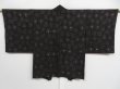 Photo1: 0911i02z650 Vintage Japanese Kimono Silk HAORI Black Flower (1)