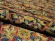 Photo4: 1Q01z60 Japanese Kimono Silk  FABRIC Black Flowers 48.8" (4)