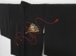 Photo2: 0728i10z620 Vintage Japanese Kimono Silk HAORI Black Folding fan (2)