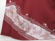 Photo5: 1502T02z970 Japanese Kimono Silk TSUKESAGE Wine red Flowers (5)