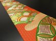 Photo2: 0715Y03z1070 Vintage Japanese Kimono Silk FUKURO OBI Orangered Jigami 160.6" (2)