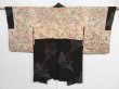 Photo1: 0901i09z500 Antique Japanese Kimono Silk HAORI Black Plum branch (1)