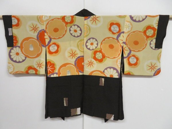 Photo1: 0830i03z480 Vintage Japanese Kimono Silk HAORI Black (1)