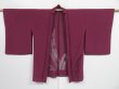 Photo6: 1215i05z290 Vintage Japanese Kimono Silk See through HAORI Wine red Flower (6)