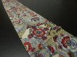 Photo1: 1T08z30 Vintage Japanese Kimono Silk MEISEN FABRIC Gray Flowers 48" (1)