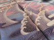 Photo2: 3K01z110 Japanese Kimono Silk Artist work FABRIC Black Wave 45.7" (2)