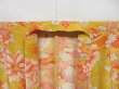 Photo9: 0731i06z310 Antique Japanese Kimono Silk Girl's Hitoe Yellow ochre Flowers (9)