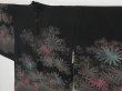 Photo2: 0828i03z710 Vintage Japanese Kimono Silk HAORI Black Flower (2)