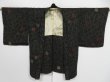 Photo7: 1013i07z650 Vintage Japanese Kimono Silk HAORI Black Chrysanthemum (7)