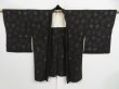 Photo6: 0911i02z650 Vintage Japanese Kimono Silk HAORI Black Flower (6)