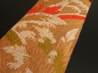 Photo3: 1A01z190 Vintage Japanese Kimono Silk OBI FABRIC Gold Leaf, Wave 44.1" (3)