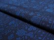 Photo4: 1V02z50 Japanese Kimono Silk  FABRIC Indigo Flowers 37.8" (4)