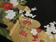 Photo3: 2W02z160 Japanese Kimono Silk Artist work FABRIC Black Peony 44.9" (3)