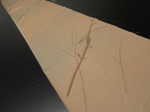 Photo1: 2T08z40 Japanese Kimono Silk  FABRIC Light brown Branch 55.9" (1)