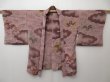 Photo7: 1129T05z580 Vintage Japanese Kimono Silk HAORI Ash pink Paulownia (7)