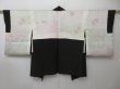 Photo6: 1615i04z590 Vintage Japanese Kimono Silk HAORI Black Plants (6)