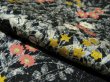 Photo4: 3M01z60 Japanese Kimono Silk  FABRIC Black Flowers 37.8" (4)