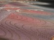 Photo5: 3K01z110 Japanese Kimono Silk Artist work FABRIC Black Wave 45.7" (5)