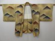 Photo5: 0910T03z550 Japanese Kimono Silk HAORI Yellow-Gray Mountain (5)