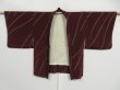 Photo6: 0930i10z500 Vintage Japanese Kimono Silk HAORI Dark brown (6)