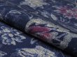 Photo4: 4B01z60 Vintage Japanese Kimono Silk  FABRIC Purplish navy Flower 41.7" (4)