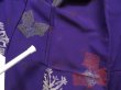 Photo8: 0524T08z600 Vintage Japanese Kimono Silk KOMON Dark violet blue Snow (8)