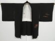 Photo6: 1214i02z550 Unused Japanese Kimono Silk HAORI Black Jigami (6)