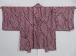 Photo1: 1210i07z430 Vintage Japanese Kimono Silk SHIBORI HAORI Purple (1)