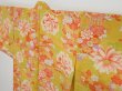 Photo2: 0731i06z310 Antique Japanese Kimono Silk Girl's Hitoe Yellow ochre Flowers (2)