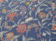 Photo2: 1Z01z60 Japanese Kimono Silk  FABRIC Lavender blue Flowers 40.2" (2)