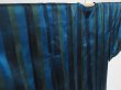 Photo3: 1328i06z450 Vintage Japanese Kimono Silk LONG HAORI COAT Dark Blue Stripe (3)