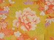 Photo4: 0731i06z310 Antique Japanese Kimono Silk Girl's Hitoe Yellow ochre Flowers (4)