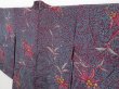 Photo3: 1206T03z410 Antique Japanese Kimono Silk HAORI Wine red Paulownia (3)