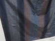 Photo3: 1119T03z860 Japanese Kimono Silk TSUMUGI Navy-Gray Stripe (3)