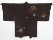 Photo2: 1005i01z630 Vintage Japanese Kimono Silk URUSHI HAORI Black Red-Brown (2)